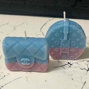 Blue & Pink Luxury Purse Candle Set | Circular & Chic Scented Soy Wax Home Decor